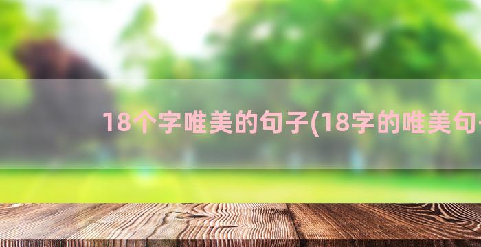 18个字唯美的句子(18字的唯美句子)