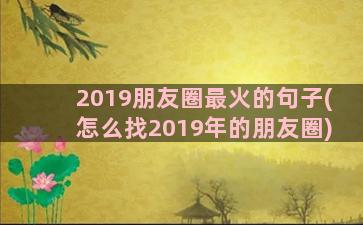 2019朋友圈最火的句子(怎么找2019年的朋友圈)