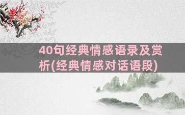 40句经典情感语录及赏析(经典情感对话语段)