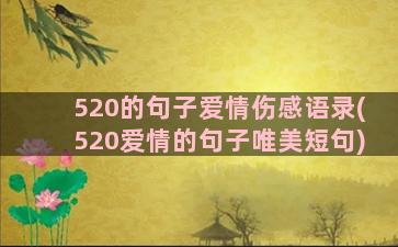 520的句子爱情伤感语录(520爱情的句子唯美短句)