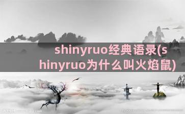 shinyruo经典语录(shinyruo为什么叫火焰鼠)