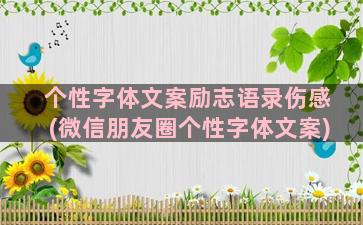 个性字体文案励志语录伤感(微信朋友圈个性字体文案)