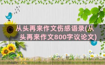 从头再来作文伤感语录(从头再来作文800字议论文)