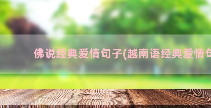 佛说经典爱情句子(越南语经典爱情句子)