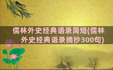 儒林外史经典语录简短(儒林外史经典语录摘抄300句)