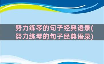 努力练琴的句子经典语录(努力练琴的句子经典语录)