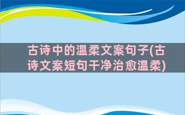 古诗中的温柔文案句子(古诗文案短句干净治愈温柔)