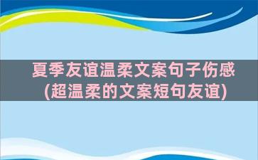 夏季友谊温柔文案句子伤感(超温柔的文案短句友谊)