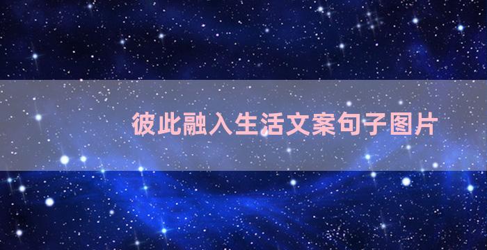 彼此融入生活文案句子图片