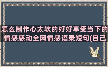 怎么制作心太软的好好享受当下的情感感动全网情感语录短句(自己心太软怎么改变)