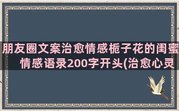 朋友圈文案治愈情感栀子花的闺蜜情感语录200字开头(治愈心灵励志朋友圈文案)