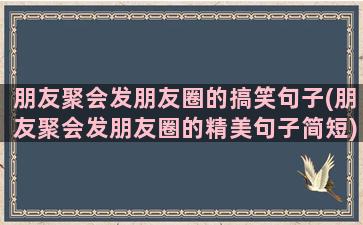 朋友聚会发朋友圈的搞笑句子(朋友聚会发朋友圈的精美句子简短)