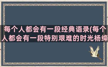 每个人都会有一段经典语录(每个人都会有一段特别艰难的时光杨绛)