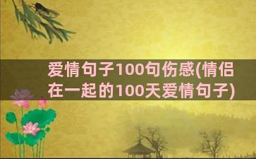 爱情句子100句伤感(情侣在一起的100天爱情句子)