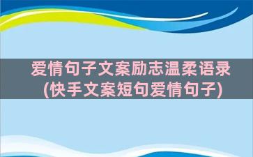 爱情句子文案励志温柔语录(快手文案短句爱情句子)