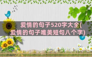 爱情的句子520字大全(爱情的句子唯美短句八个字)