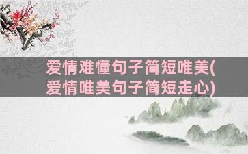 爱情难懂句子简短唯美(爱情唯美句子简短走心)