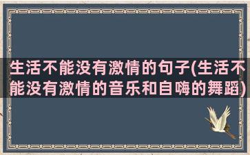 生活不能没有激情的句子(生活不能没有激情的音乐和自嗨的舞蹈)