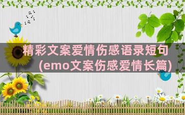 精彩文案爱情伤感语录短句(emo文案伤感爱情长篇)