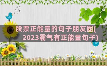 股票正能量的句子朋友圈(2023霸气有正能量句子)