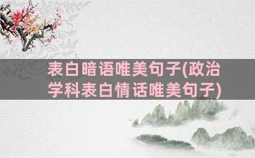 表白暗语唯美句子(政治学科表白情话唯美句子)