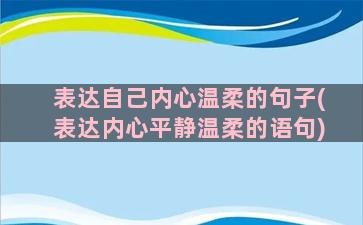 表达自己内心温柔的句子(表达内心平静温柔的语句)