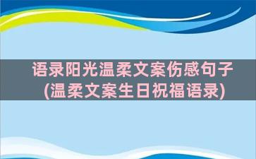 语录阳光温柔文案伤感句子(温柔文案生日祝福语录)