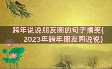 跨年说说朋友圈的句子搞笑(2023年跨年朋友圈说说)