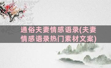 通俗夫妻情感语录(夫妻情感语录热门素材文案)